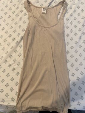 PINK Victoria's Secret Neutral Beige Ribbed Scoop Tank